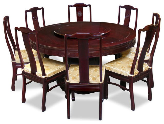 60 Rosewood Longevity Design Round Dining Table With 8 Chairs