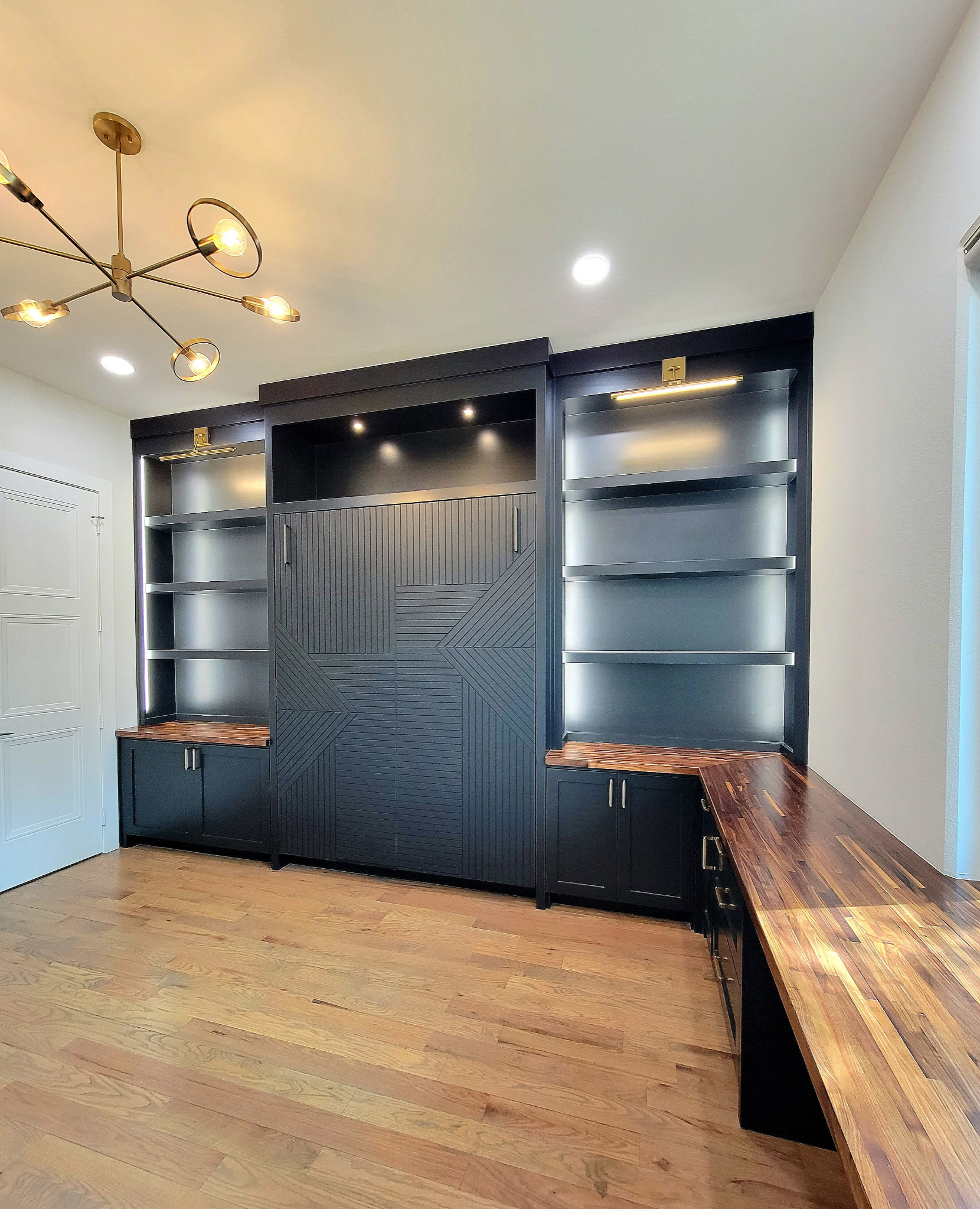 CUSTOM BUILT IN MURPHY BED / BOOKSHELF AND DESK