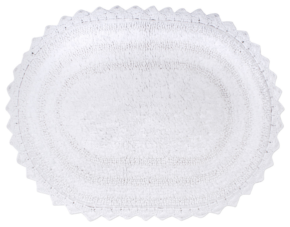 White Large Oval Crochet Bath Mat Contemporary Bath Mats by