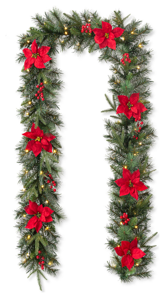 9' PreLit Christmas Garland Traditional Wreaths And Garlands by