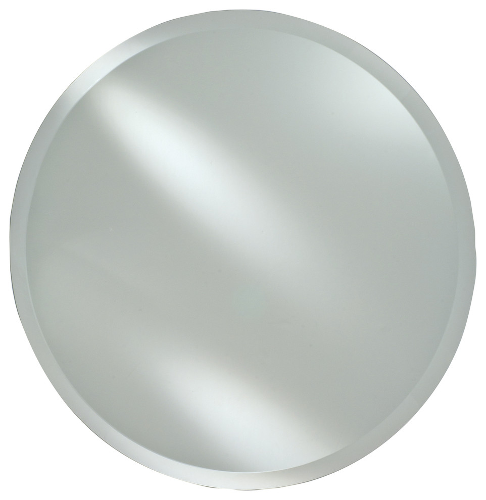 Radiance Round Frameless Bevel w/ Tilt Brackets, Satin Nickel, 24"