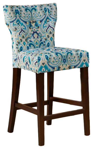 Saira Tufted Back Counter Stool Transitional Bar Stools And Saira Tufted Back Counter Stool Blue