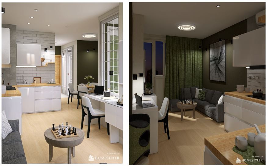 Проект квартиры 46,59 кв.м. (планировка, коллажи, 3D-визуализации)