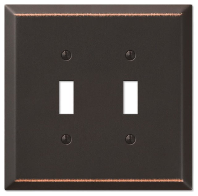 Oversized Aged Bronze Steel 2 Toggle Wallplate 463TTDB Transitional