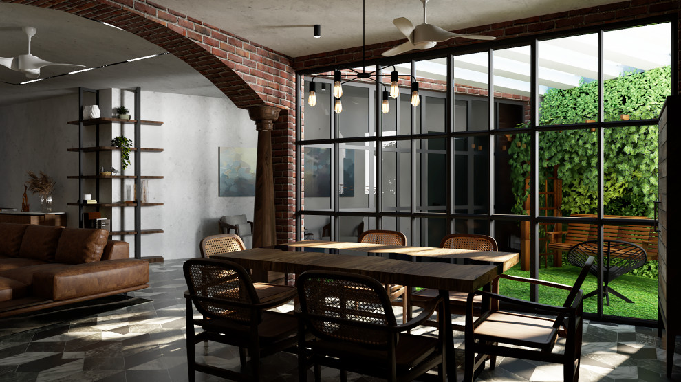 This is an example of an industrial dining room in Hyderabad.