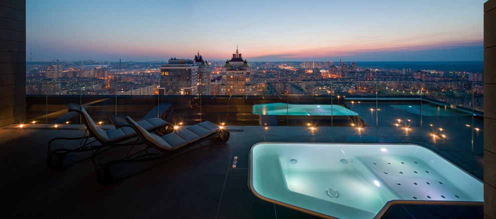 Stylish monochromatic white penthouse