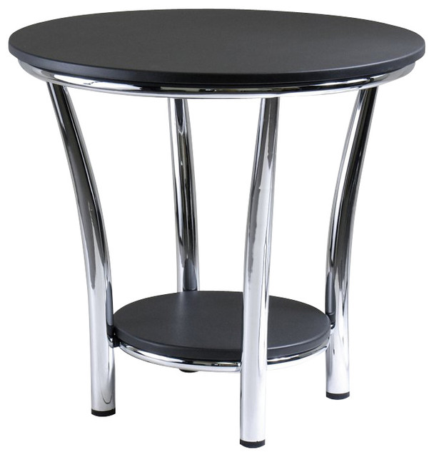 Winsome Maya Round End Table Top With Legs In Black Metal Finish - Round Wood Coffee Table With Black Legs Winsome Maya Round End Table Top With Legs In Black Metal Finish - Round Wood Coffee Table With Black Legs