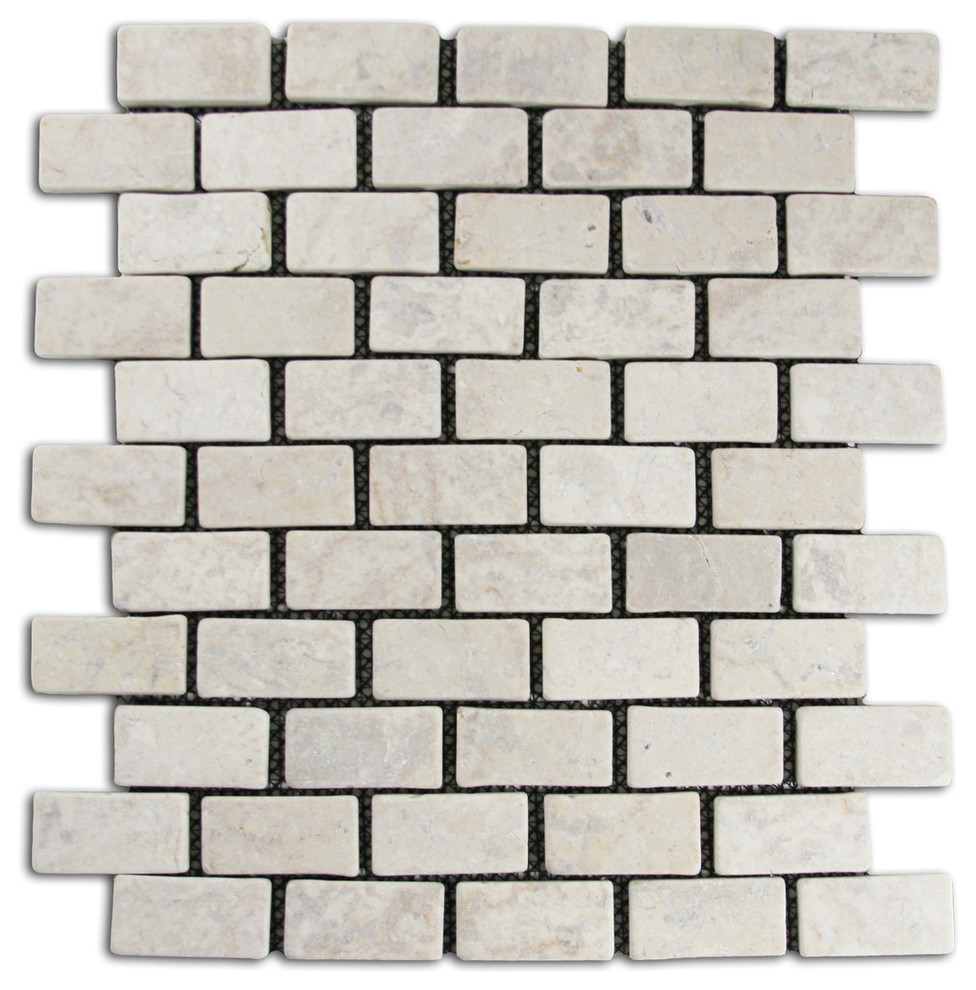 12"x12" Cream Mini Stone Subway Tile - Traditional - Mosaic Tile - by