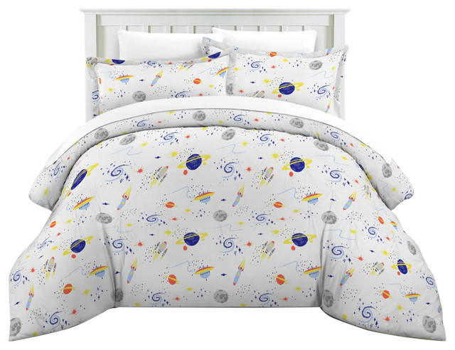 Lullaby Bedding Space Printed Comforter, Lullaby Bedding Unicorn Cotton Percale Duvet Cover Set