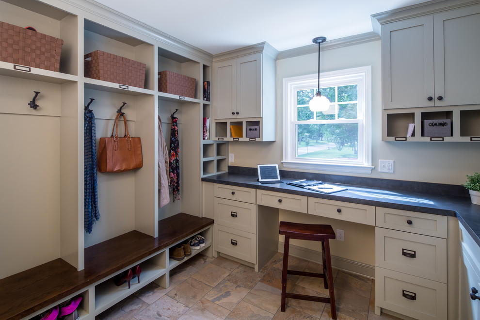 Design ideas for a transitional mudroom in Minneapolis.