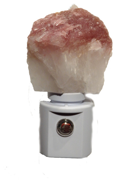 Pink Tourmaline and White Quartz Crystal Automatic Sensor LED Gemstone Night