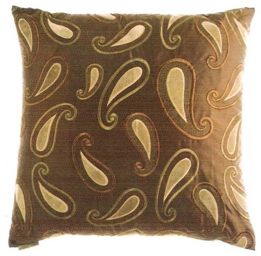 24" x 24" terme brown leaf pattern throw pillow with a feather/down insert and z