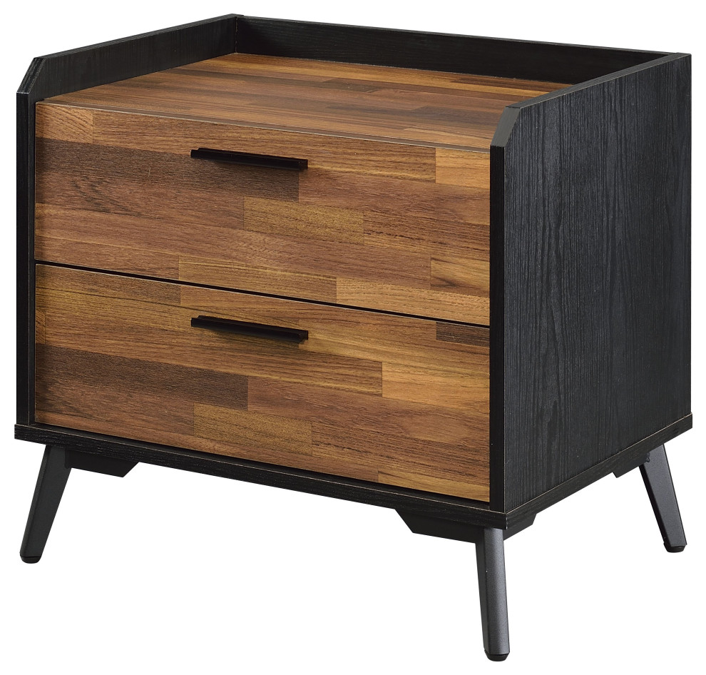 Jiranty Accent Table, Walnut and Black Finish Midcentury Side