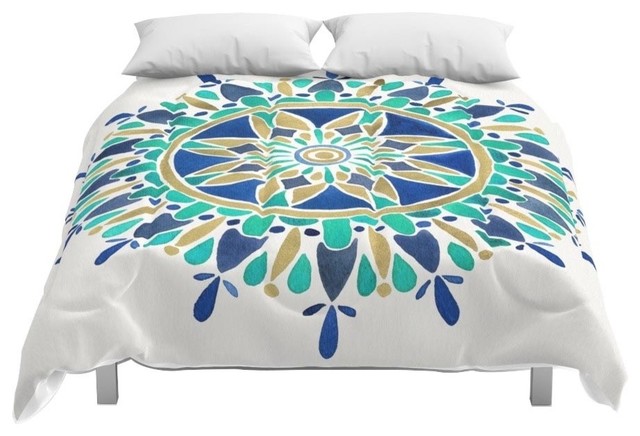 Society6 Mandala Gold Turquoise Comforter Contemporary
