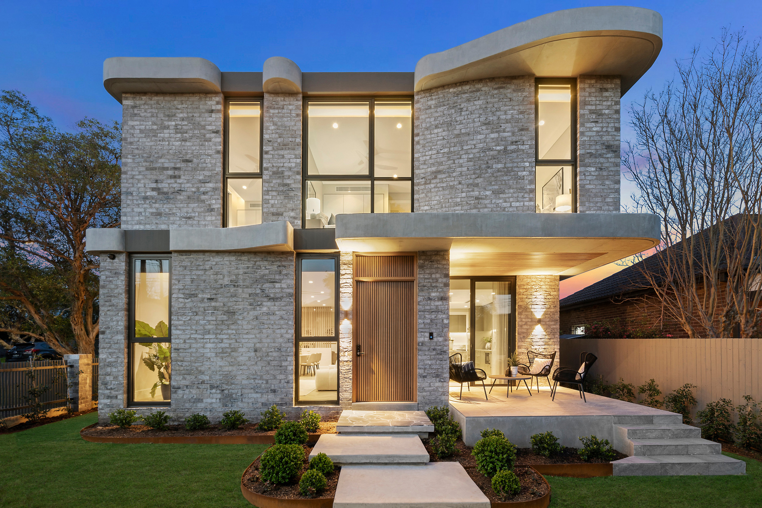 Example of a transitional exterior home design in Sydney