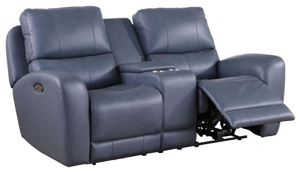 Jupiter Contemporary Top Grain Leather Power Recliner Loveseat