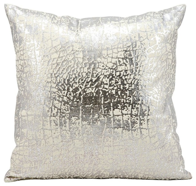 Kathy Ireland Metallic Snake Skin Silver Throw Pillow