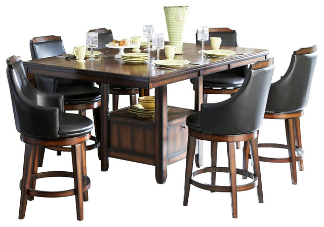 Homelegance Bayshore 7 Piece Counter Height Table Set With Storage