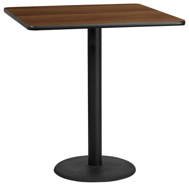 42" Square Laminate Table Top With 24" Round Bar Height Table Base