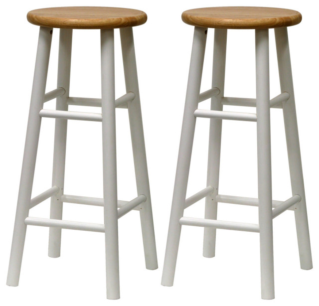 Tabby 2, -Piece 30" Bar Stool Set Natural & White