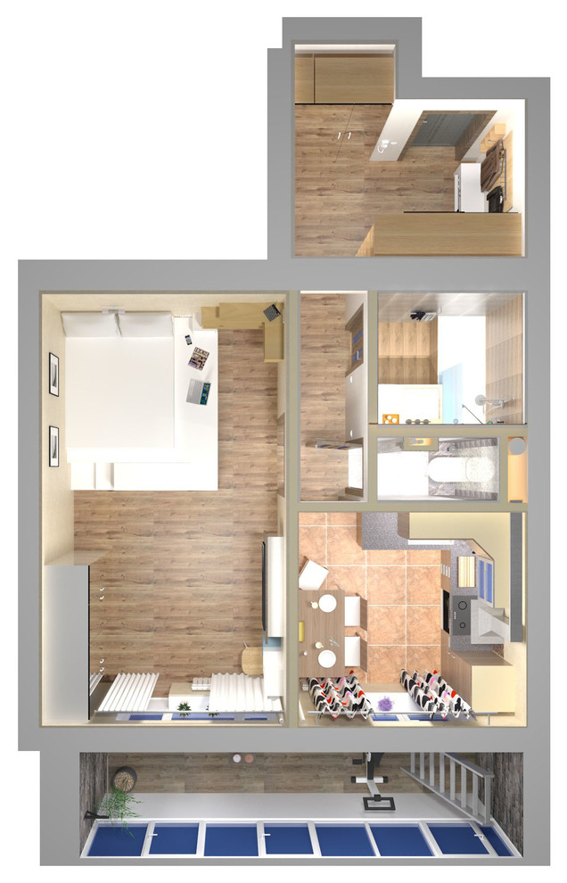 Однокомнатная квартира 40 кв. м.  Технический проект