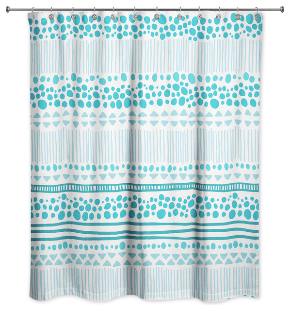 Blue Tribal Print Shower Curtain Contemporary Shower Curtains
