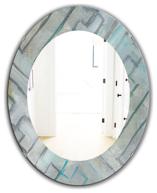 Designart Lost in Geometric Element Frameless Oval Or Round Wall Mirror ...