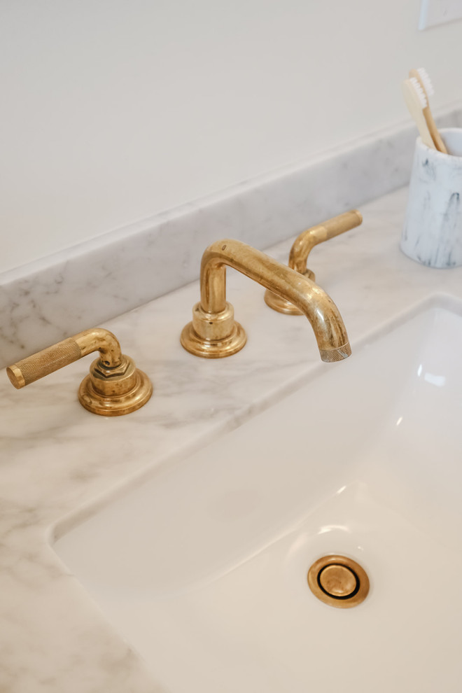 Classic hexagon mosaic tile bathroom remodel