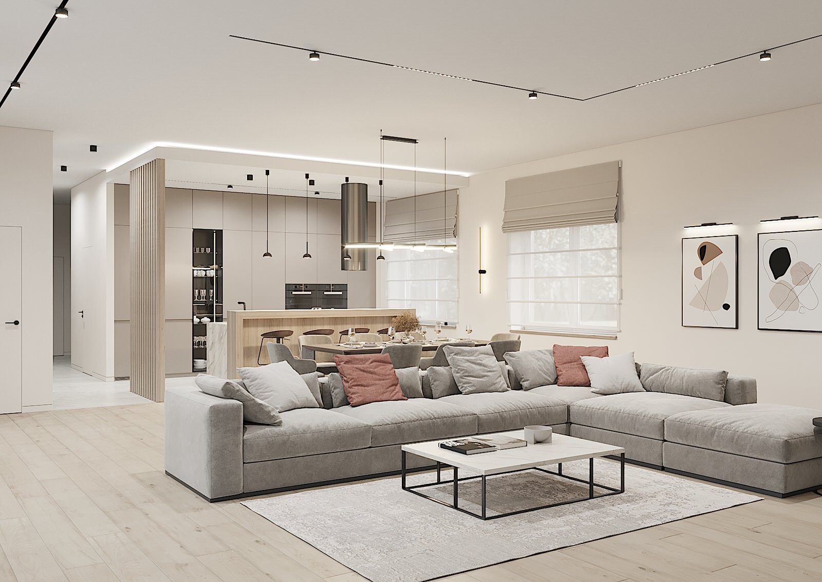 Кухня-гостиная 80м2 в частном доме