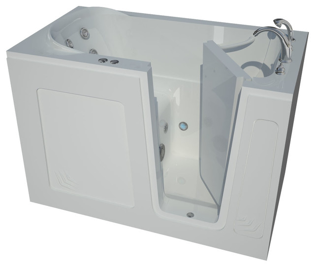 30 x 54 White Walkin Bathtub with Whirlpool Jetted & Air Therapy Jets