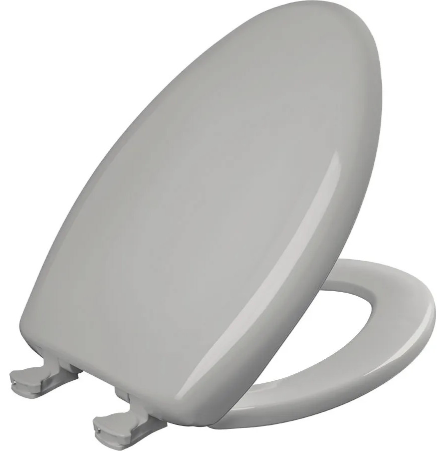 Bemis Plastic Elongated SlowClose Toilet Seat, Silver Toilet Seats