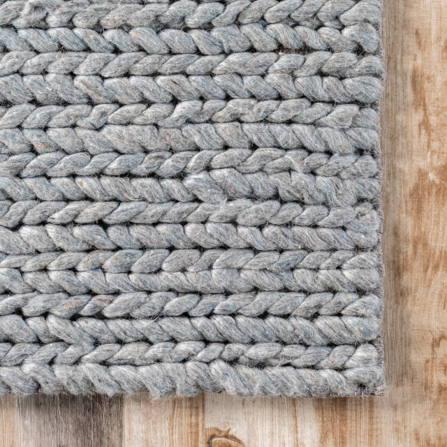 nuLOOM Braided Wool Hand Woven Chunky Cable Rug, 6'x9' - Scandinavian ...