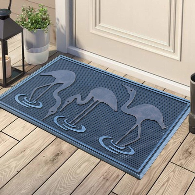 Flamingo Rubber Pin Mat Copper Silver Heavy Duty Doormat 18 X30