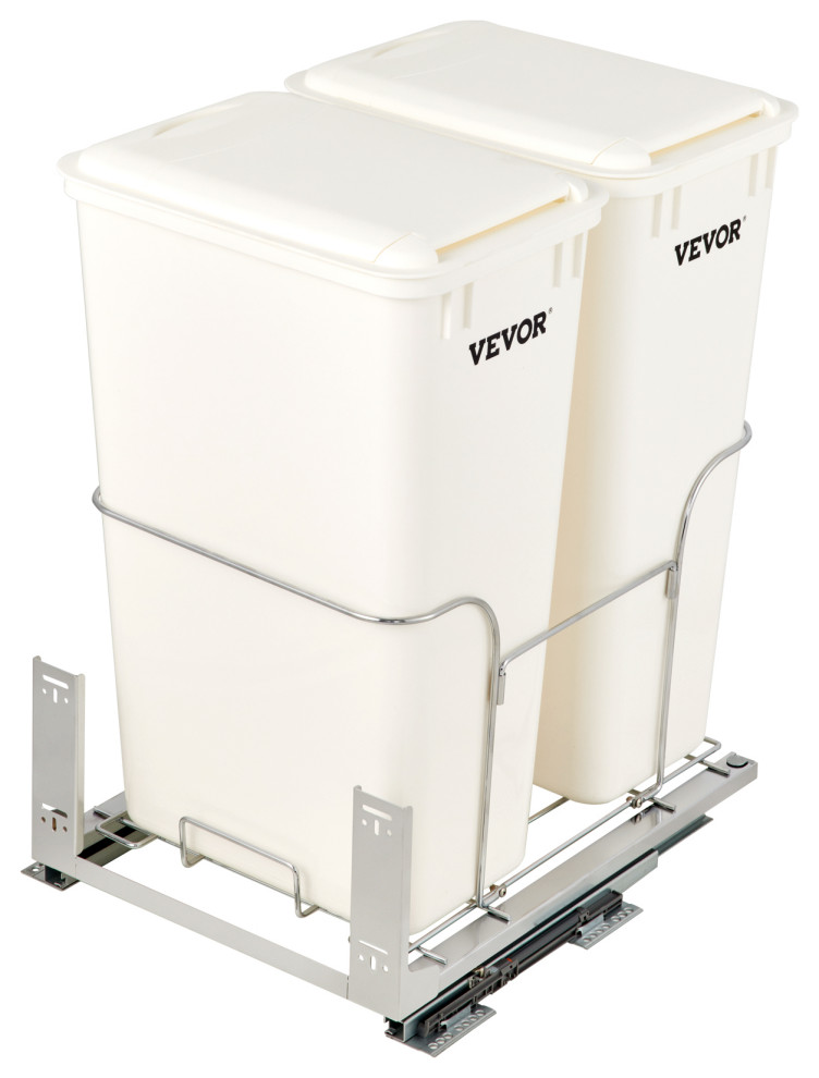 PullOut Trash Can Double Bins Bottom Mount Waste Container with Lids