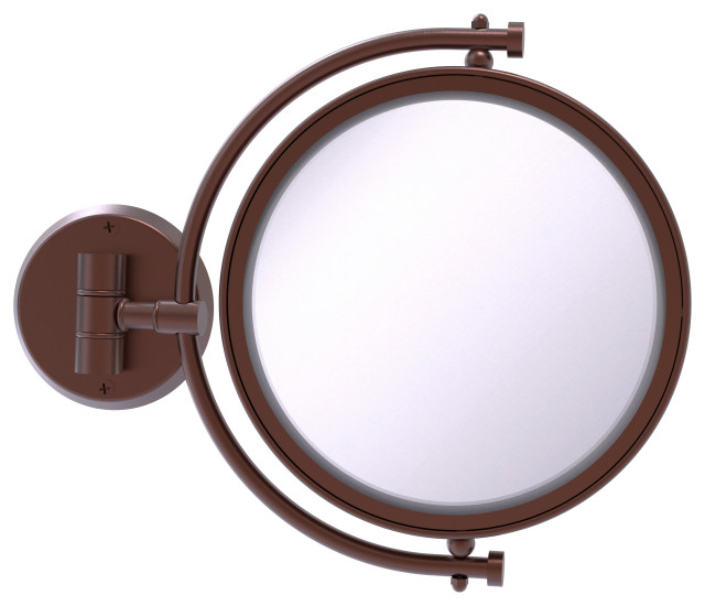8" Wall-Mount Makeup Mirror, Antique Copper, 4x Magnification