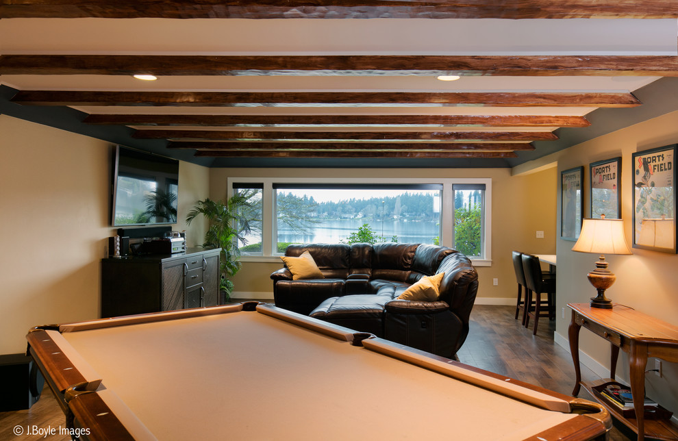 Inspiration for a transitional basement remodel in Seattle