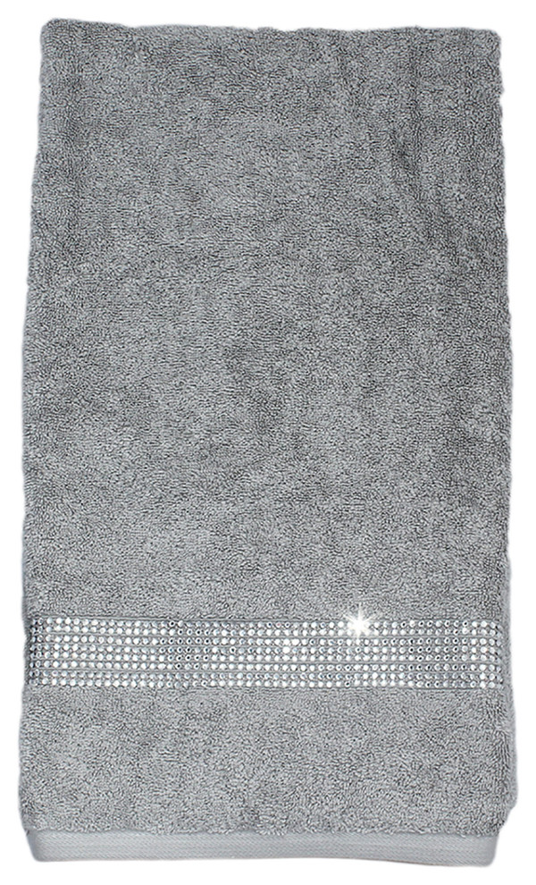 Sparkles Home Rhinestone Bath Towel with Stripe Modern Bath Towels