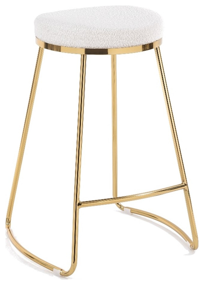 Regina Cream Boucle Fabric Kitchen Furniture Island Counter Gold Metal