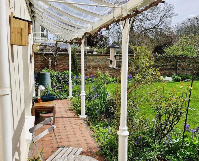 Traditional Column Veranda with Glass Canopy Roof traditional-veranda