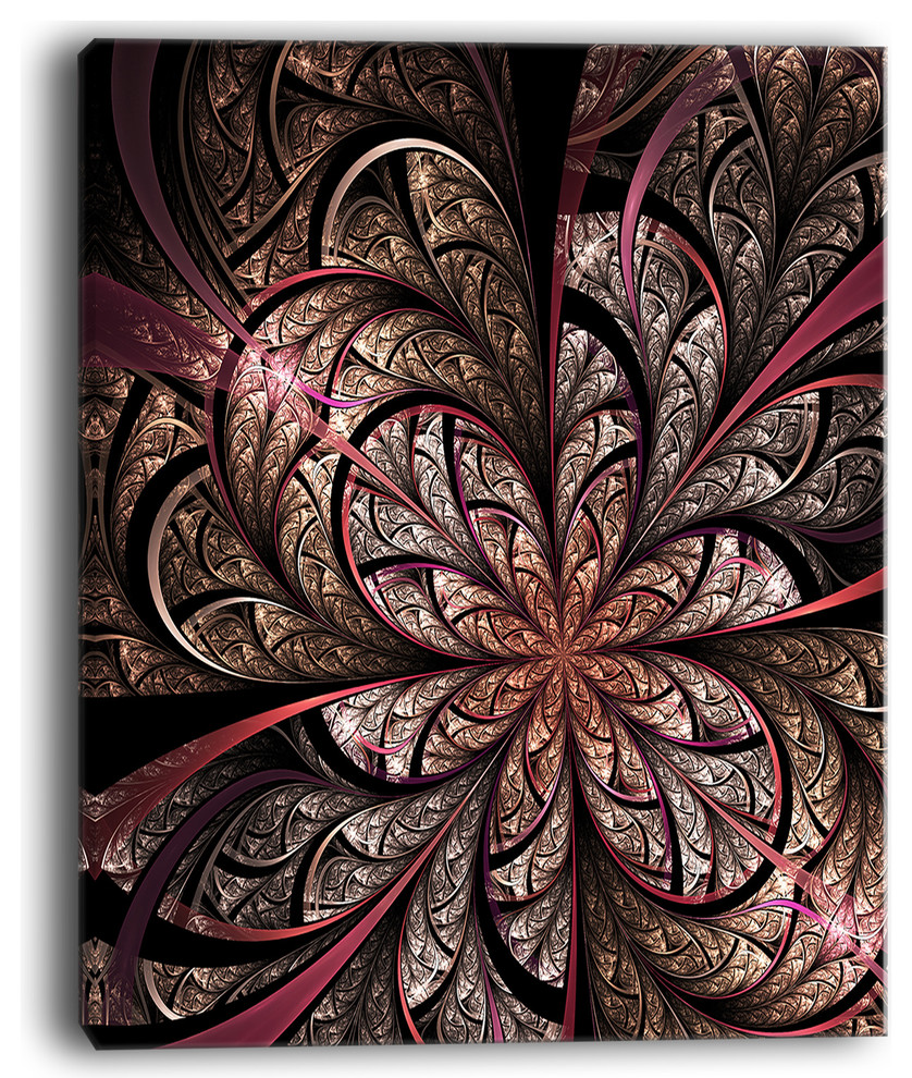 "Glowing Large Fractal Flower Design" Large Canvas Print, 12"x20"