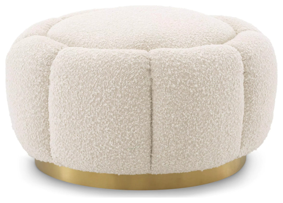 Cream Bouclé Modern Ottoman Eichholtz Inger Contemporary