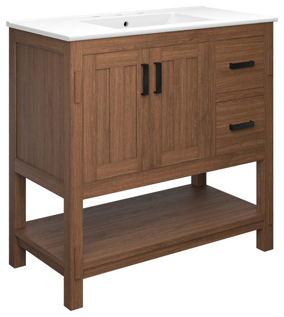 Ashlyn 36" Wood Bathroom Vanity - Walnut White - Transitional - Bathroom Vanities And Sink ...