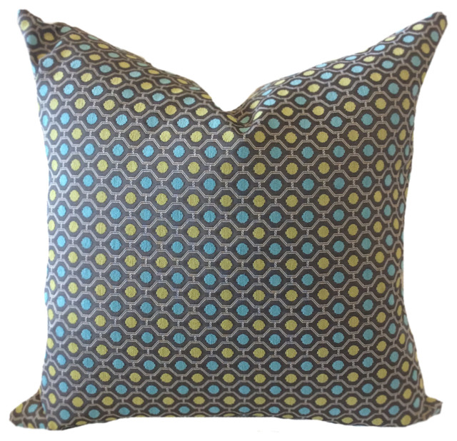 Blue And Green Circles On Brown Geometric Pattern Romo Decorative