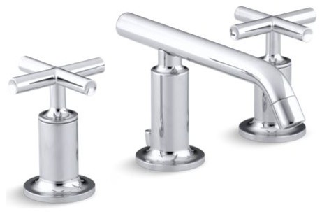 Kohler Purist Widespread Bathroom Faucet w/ Low Cross Handles, Polished Chrome