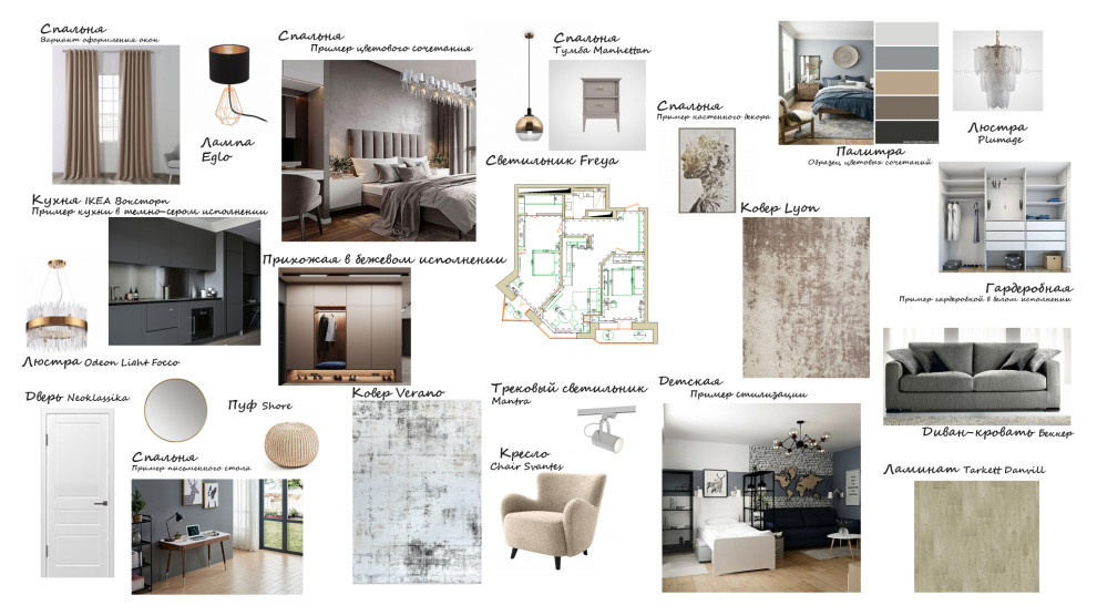 концепт-коллажи проекта квартиры 83м2