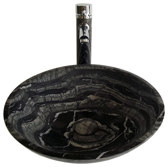 Antique Forest Stone Bathroom Vessel Sink with Faucet and Drain