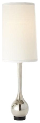 Sleek Modern Silver Nickel Table Lamp, 51" Metal White Minimalist Round