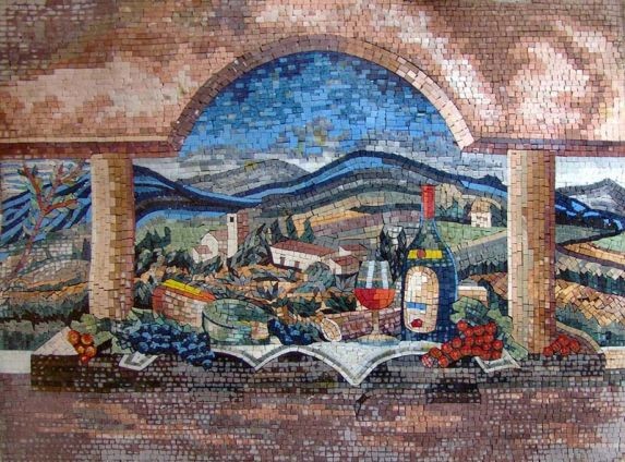 Backsplash handcrafted mosaic mural
