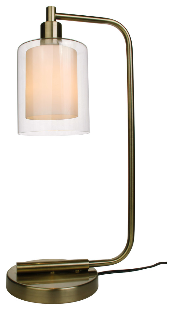 Alaina 1-Light Table Lamp, Brushed Brass, Opal Ball Glass