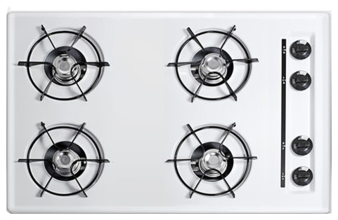Summit WNL05P 30"W Gas Cooktop in White - White